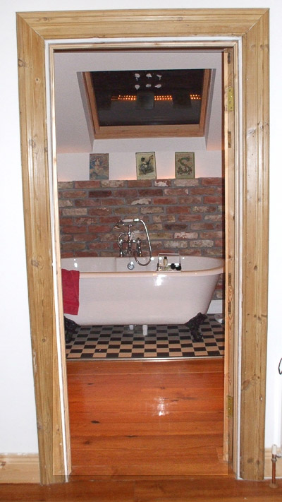 Brickwork used as a feature in bathroom