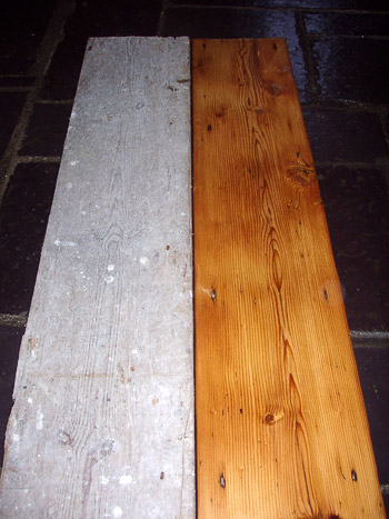 Traditional wide plank pine flooring